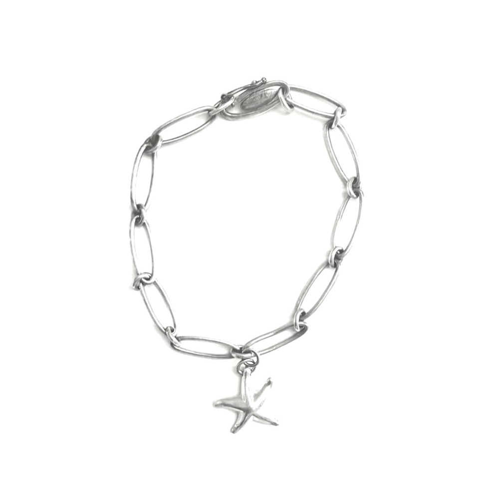 Tiffany & Co. 925 Silver Elsa Perretti Starfish Oval Link Bracelet 7 1/4” OBO